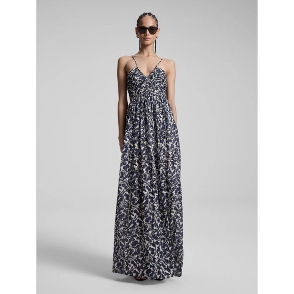 ALC Women’s Size 10 Romy Pleated Maxi Dress in Cream & Navy Floral NWT $695 - Picture 4 of 16